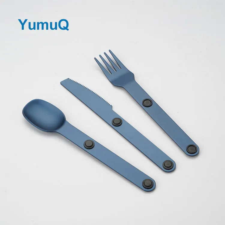 YumuQ Aluminum Serving Camping Utensils Knife Fork Spoon Outdoor Portable Travel Flatware Cutlery Set With Case