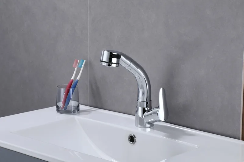 Black pull hot and cold water faucet Ceramic Modern modern kitchen faucet Kitchen mixer faucet High quality