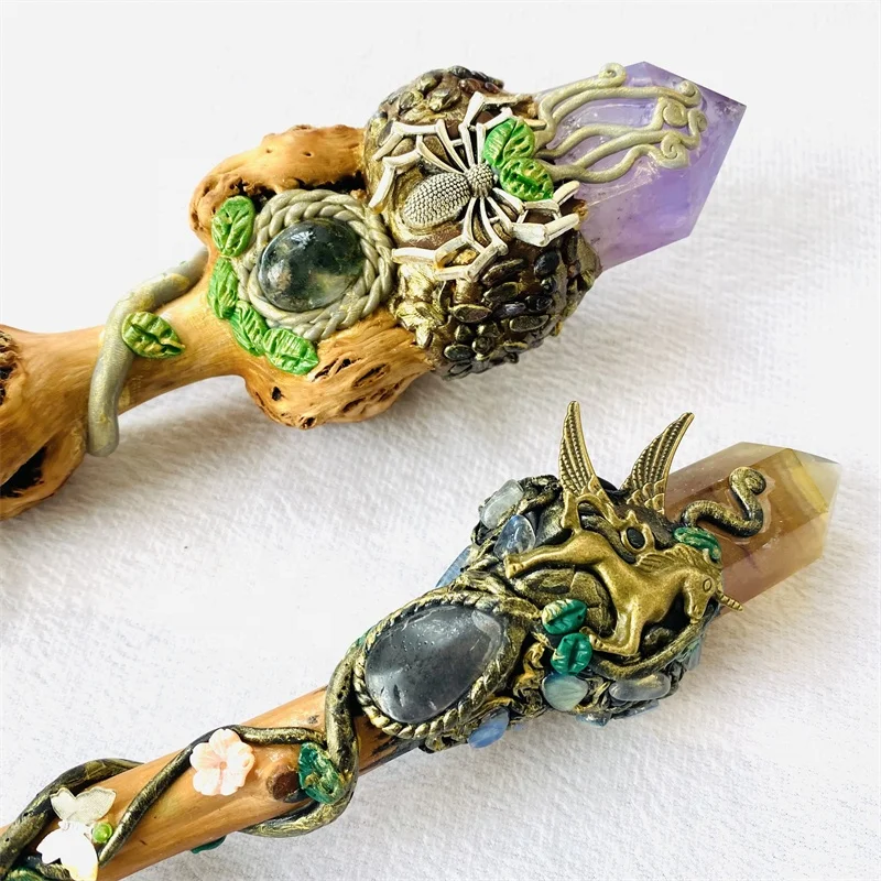 Sale Crystal Point Spiritual Treatment Scepter Wand Healing Carving Crystal Magic Wand