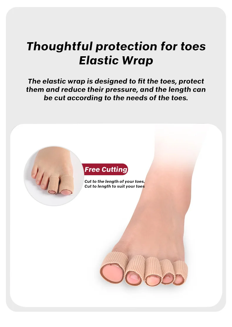 OLLAS Foot Care Finger Tube Corns Blisters Hammer Toes Separator Fabric Toe Protectors Silicone Gel Toe Sleeves
