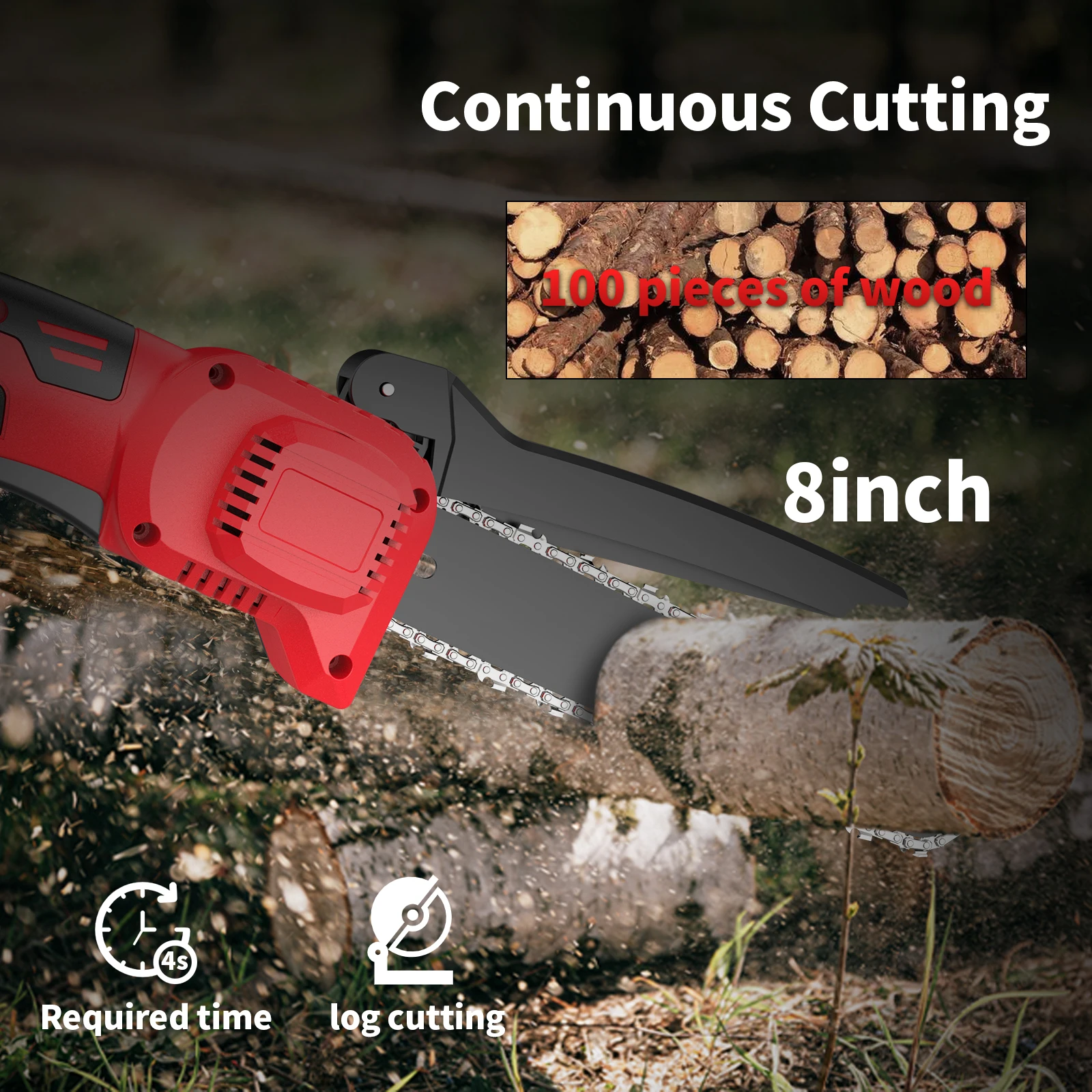 NANWEI 8 Inch Single Hand Saw Double Electric Double Chain Cordless Electric Chainsaw Motor