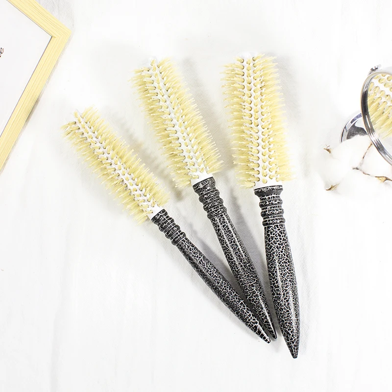 Antistatic Heat Resistant Round Hairdressing Hairbrush Lotus wood round Curling Comb