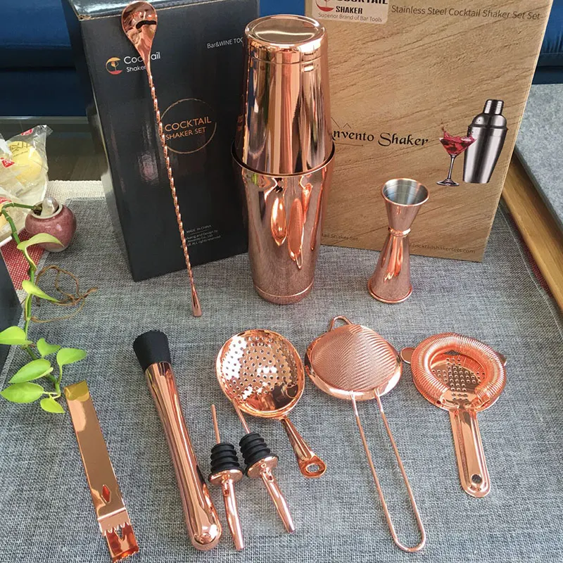  Cocktailshaker 750 мл из розового золота Бостонский шейкер 11 шт. набор адвокатское сословие нержавеющей стали аксессуар панели инструментов Профессиональный Бармен