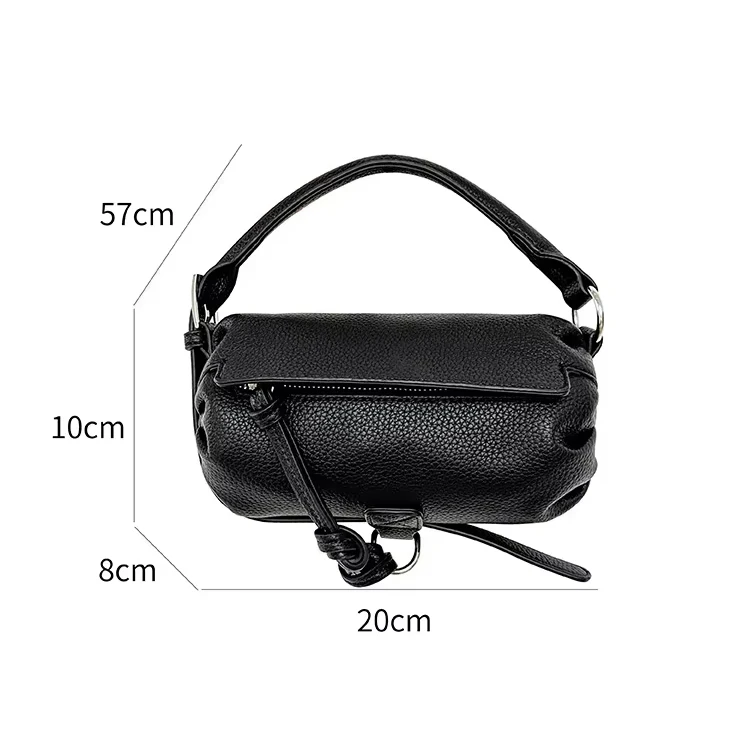 Luxury handbags for women 2023 ladies hand bags design superior leather belt cylinder bag pleated handbag for women