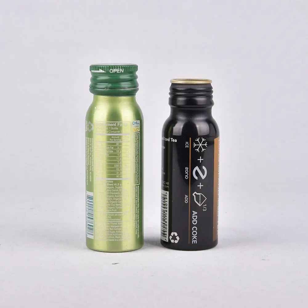 custom 50ml 60ml 100ml 200ml 250ml aluminum bottle energy drink aluminum drinking bottle black aluminum drink bottles