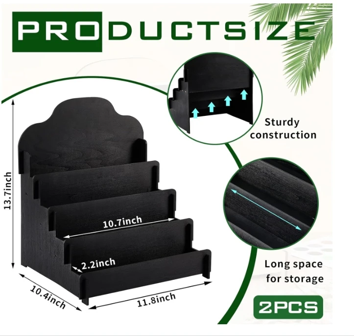 4 Tier Greeting Wooden Sticker Display Stand Portable Card Rack Multipurpose Holder for Cards Stickers Photos