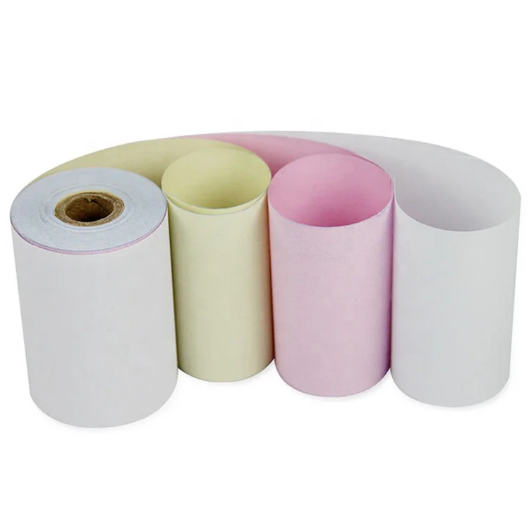 2 слоя 76x70 мм белая + желтая самокопирующаяся Ncr безкарбоновая печатная бумага Ncr бумажные рулоны безкарбоновая бумага рулоны
