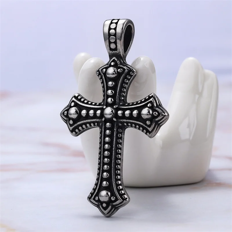 2024 New Arrival Stainless Steel Chain Necklace Alloy Cross Pendant Necklaces Vintage Necklace for Men