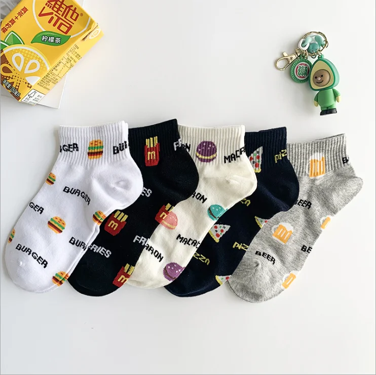 HF Summer socks new fast food series hamburger fries cartoon short tube alphabet socks