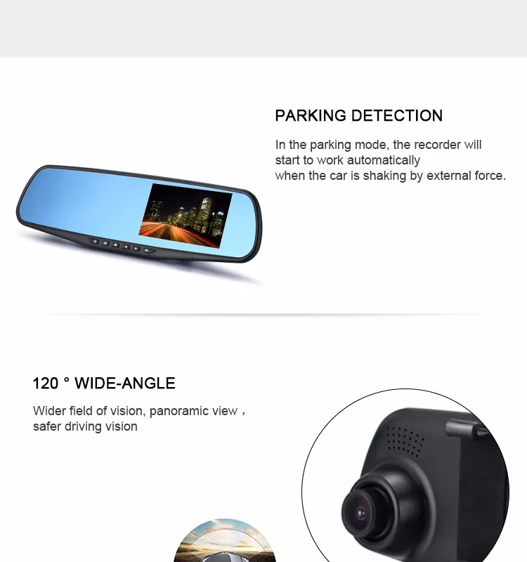 Hot selling mirror dash cam single 3.2 inch car camera hd 480p rearview mirror camera dash cam front and rear 4k