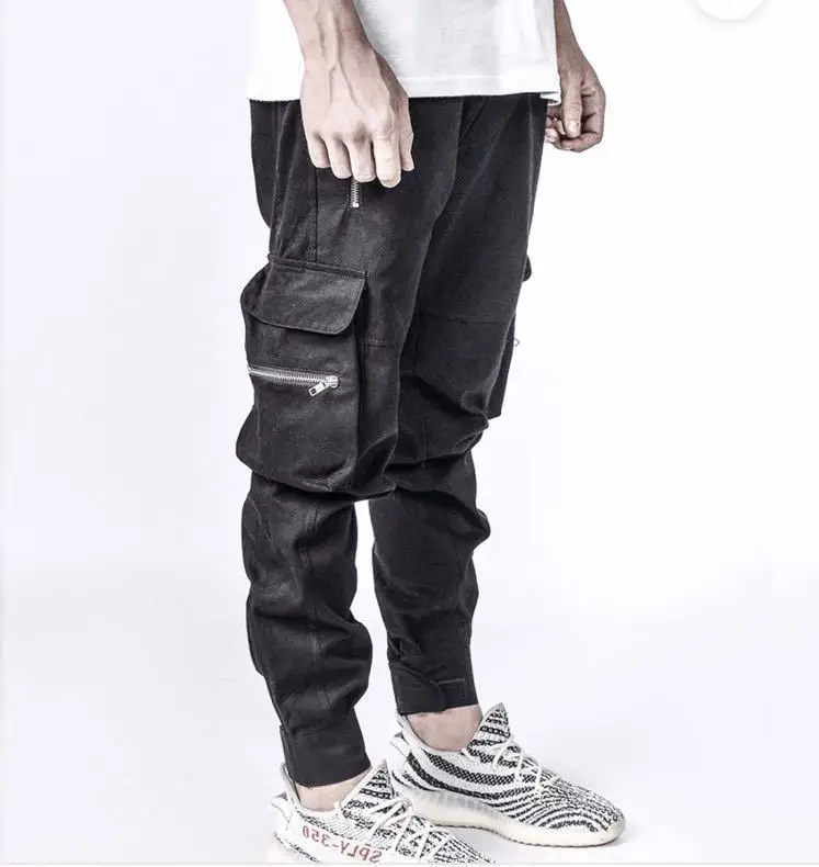 
Jogger Men Long High Street Classic Functional Side Patch Pockets Green Cargo Pants Mens 