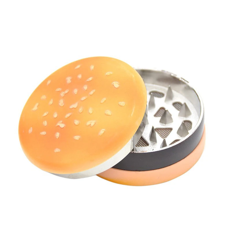 Creative Hamburger Shape 3 Layers Zinc Alloy Herb Grinder Smoking 55mm Tobacco Herb  Grinder Smoke Hookah Tobacco Crusher