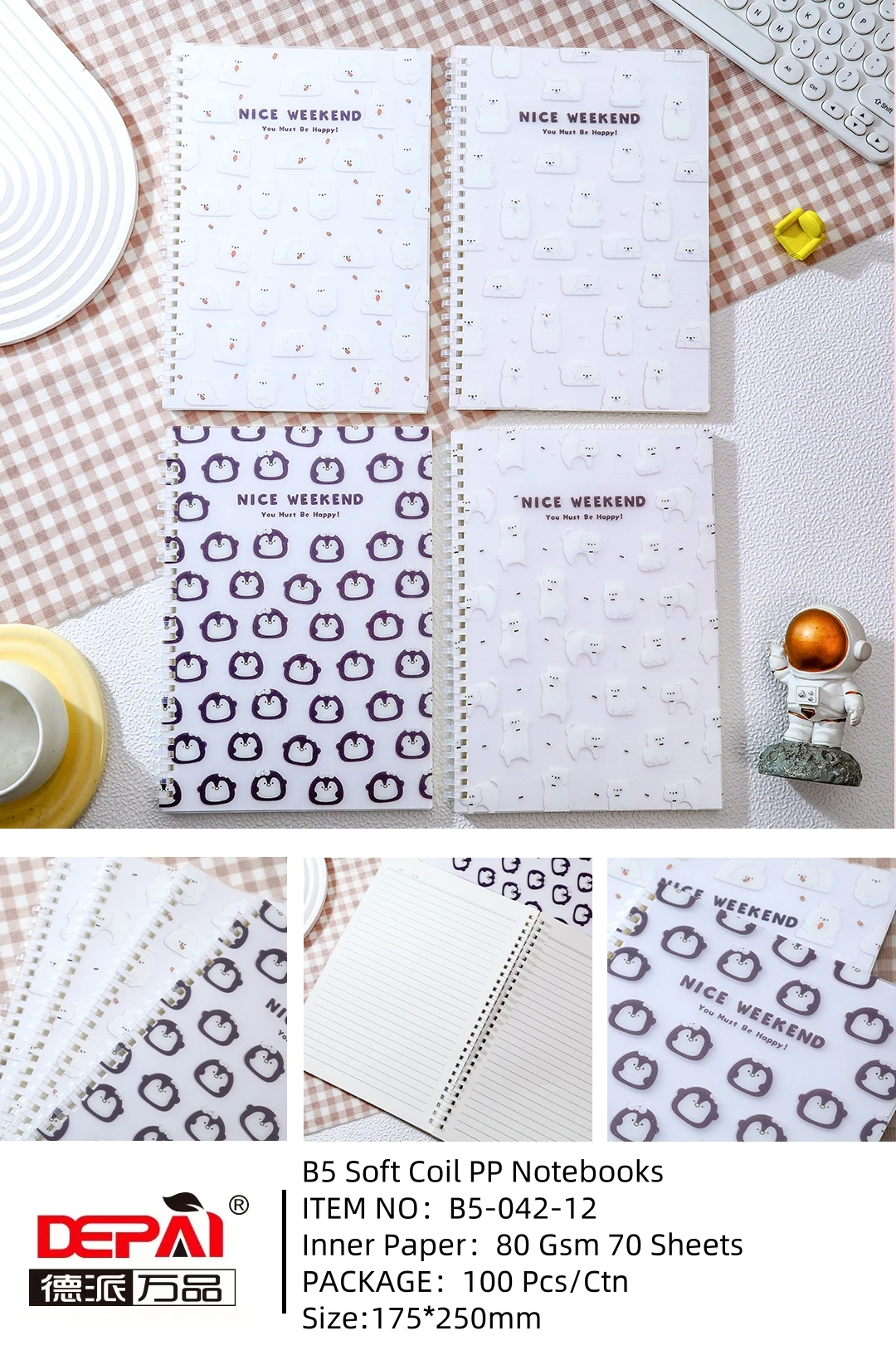 Depai Journal Notebook PP Hardcover Cartoon Soft Coil Notebook High Value A5 A6 B5 Book Limited Edition Student Cute Notebook