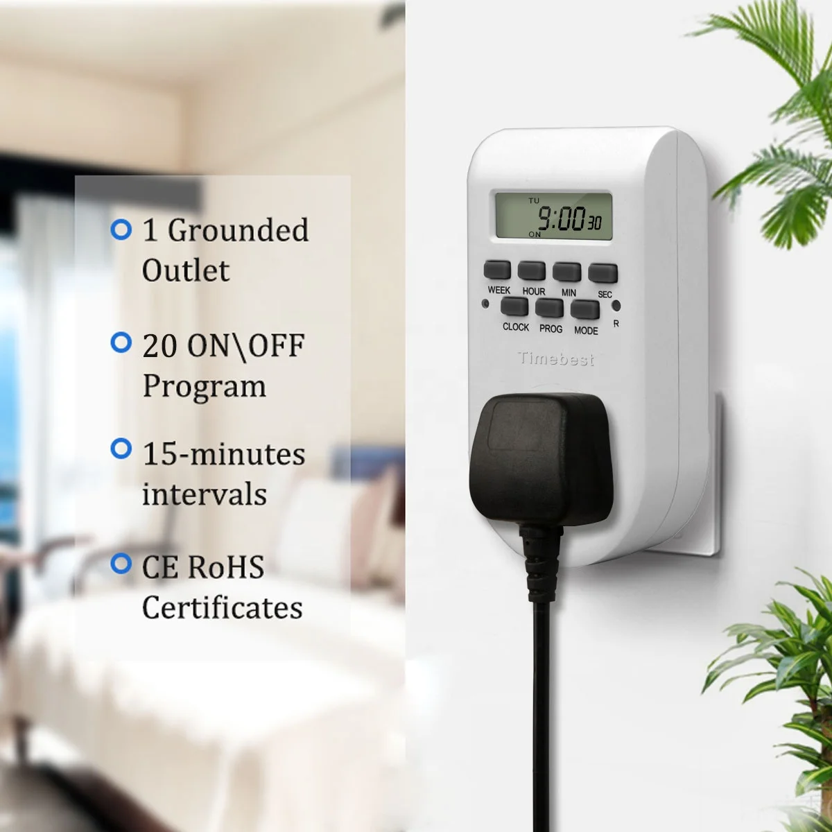 Digital Auto Outlet Off Plug  Cyclic Dual Timer