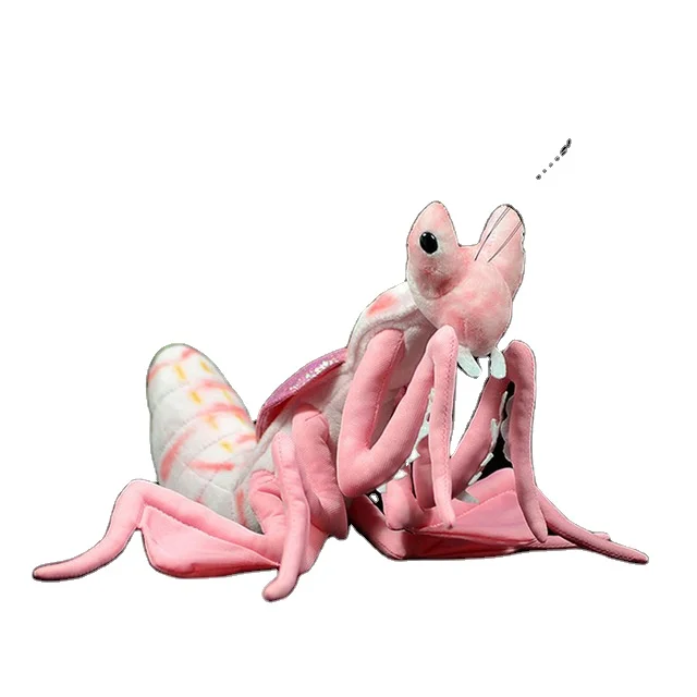 Real Life Pink Orchid Mantis Stuffed Animals Toys Soft Insect Chinese Mantid Plush Toy Educational Gifts For Kids