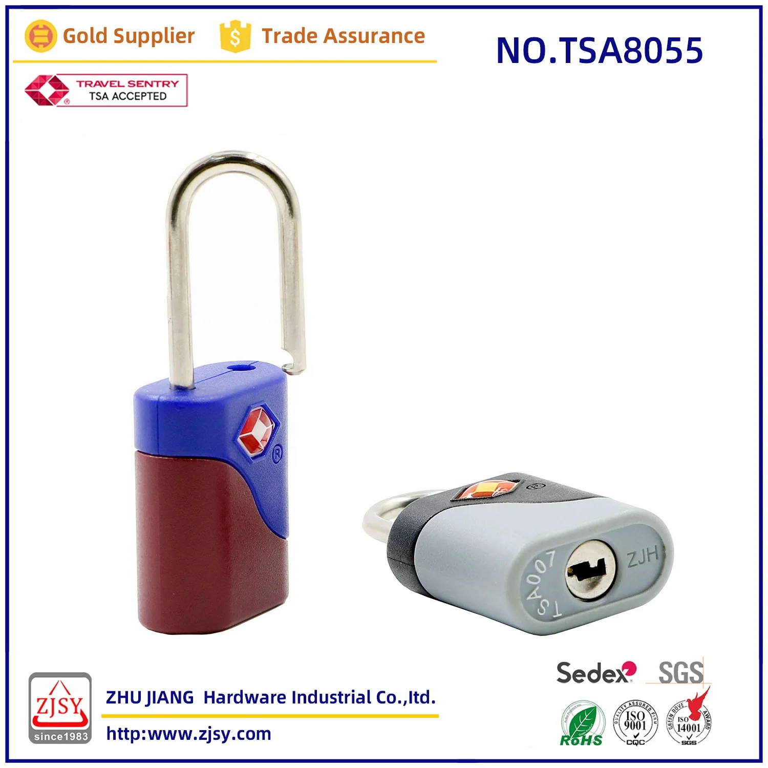 Tsa8055 patent approved high quality customs lock security travel backpack lock key padlock