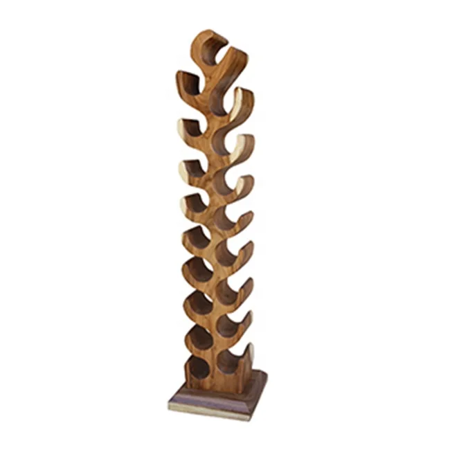Indonesian best selling home decoration and furniture Wine Rack Suar Wooden Tower 18 Bottle Exclusive Design