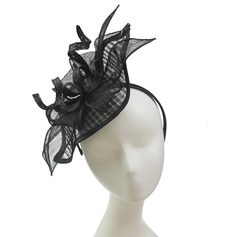 ABPF Black Sinamay Fascinators Hats For Wedding Party