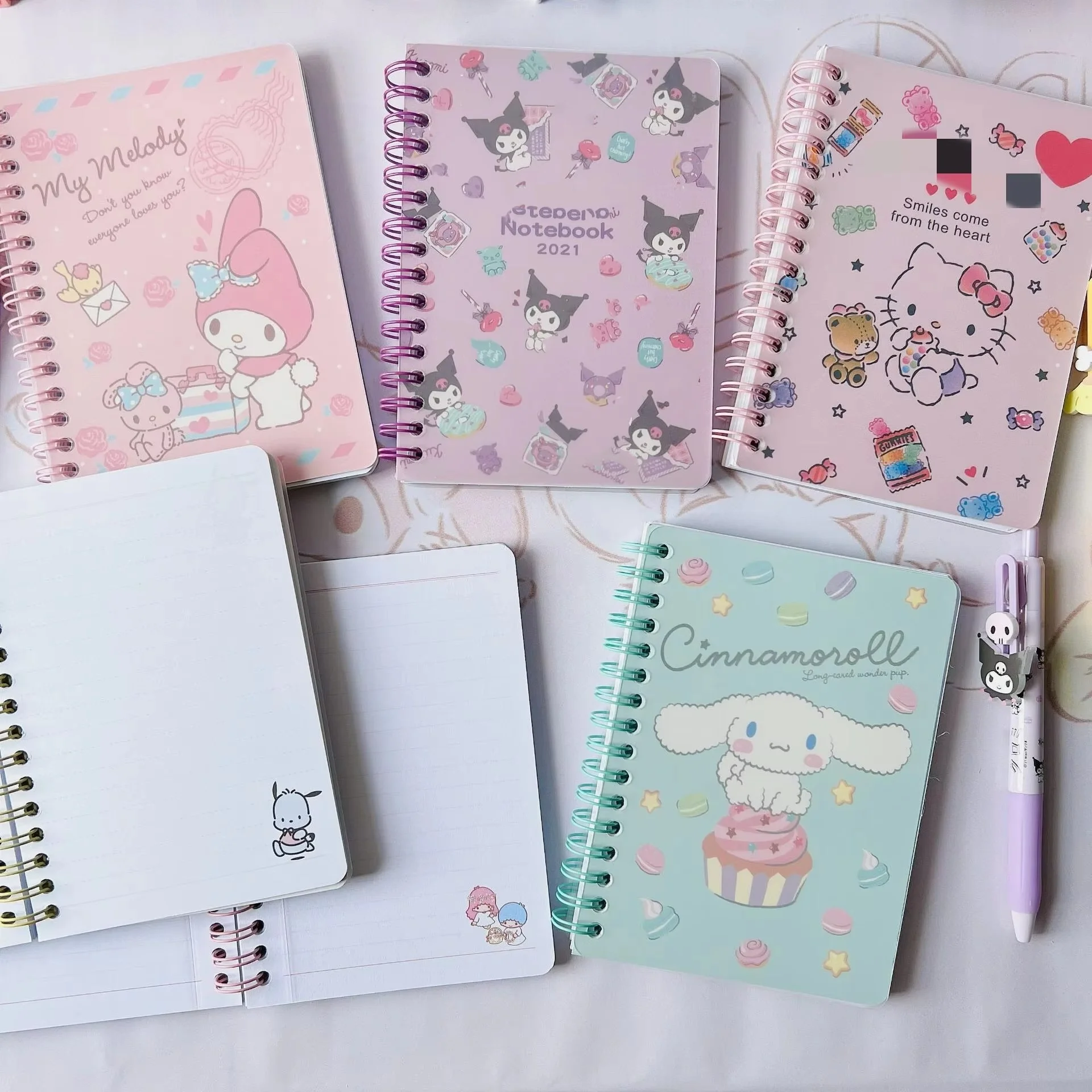 Botu new kawaii anime A6 Coil notebook melody cinnamororll kulomi carton notepad fot student gifts Writing Paper dairy Notepads
