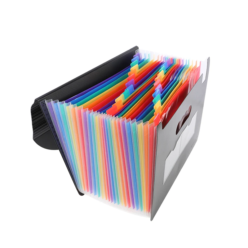 color 24 pockets rainbow index expandable file manager document filling folder school office supplies