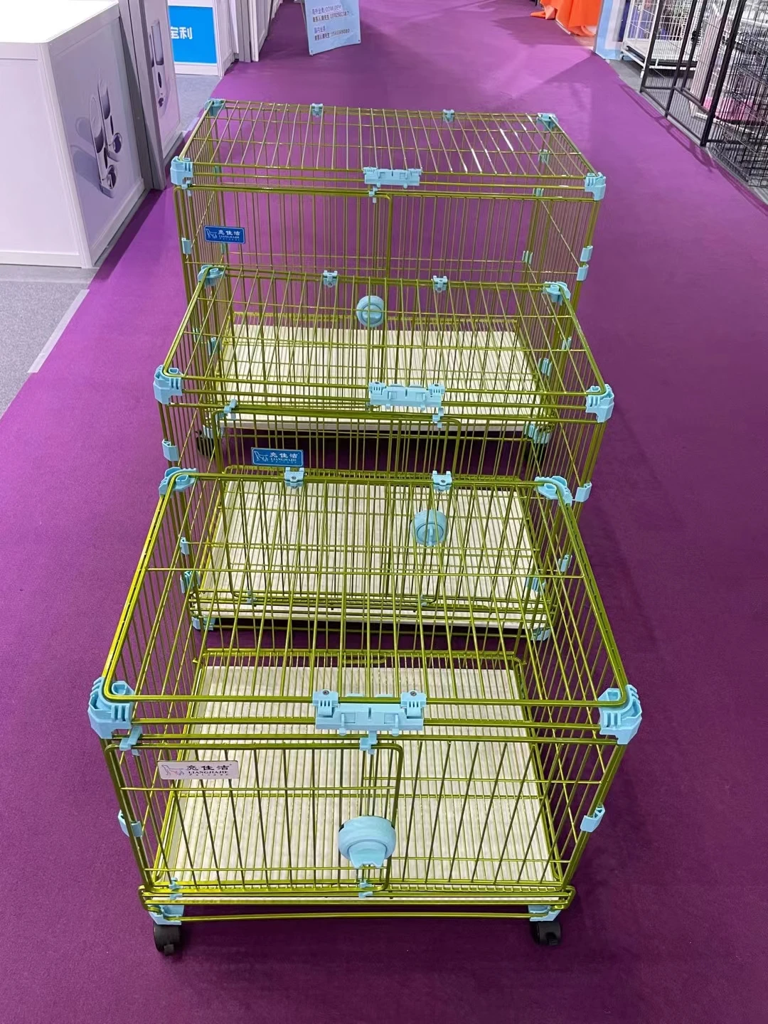 2023 New Design Stack Iron Metal Out Door Foldable Folding Cage Dog Cage With Wheels
