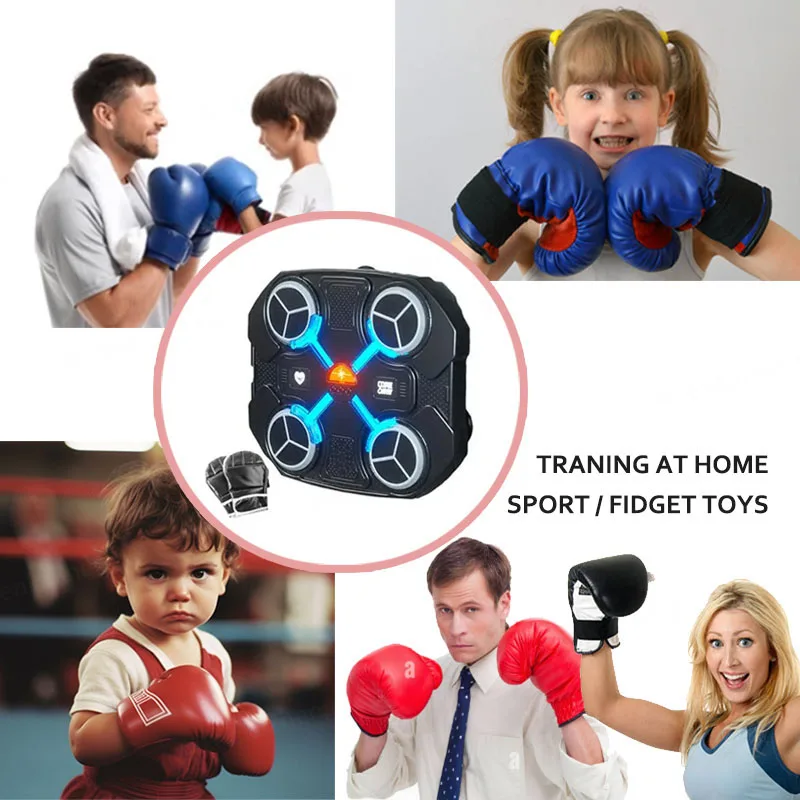 Rechargeable Electronic Light Up Punching Musical Boxing Pad with Gloves