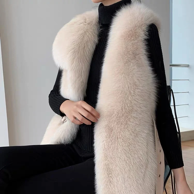 Luxury Fashion Women Winter Fur Waistcoats Clothes Real Fox Fur Vest for Women