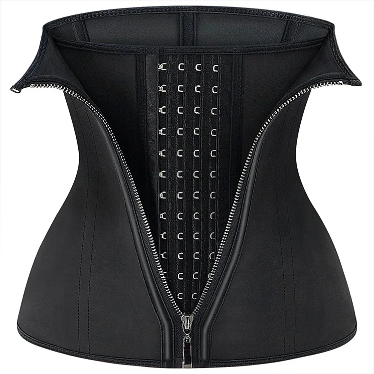 Zip Up Long Torso 9 Steel Bone Body Shaper Slimmer Latex Waist Trainer With Hook & Zipper
