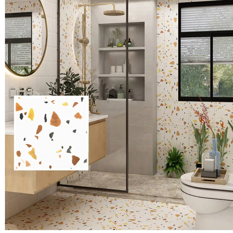 300x300 Matte Non-slip Indoor Ceramic Flooring Tiles Paving Floors Terrazzo Pattern Tile for Kitchen and Bathroom Tiles Wall dec