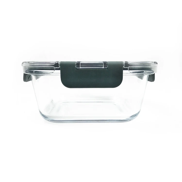 Top Selling Products Square Clear Airtight  Glass Food Container With Snap Locking Lids