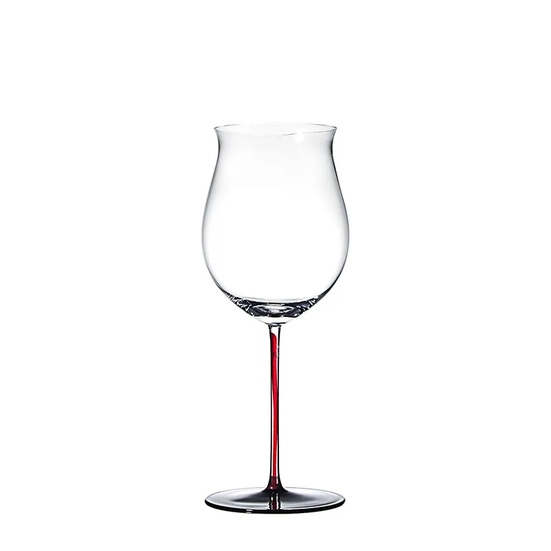 Personalised 950M L33Oz 100% Lead Free Handmade Crystal Black Base Long Wide Mouth Wine Glass With Red Stem