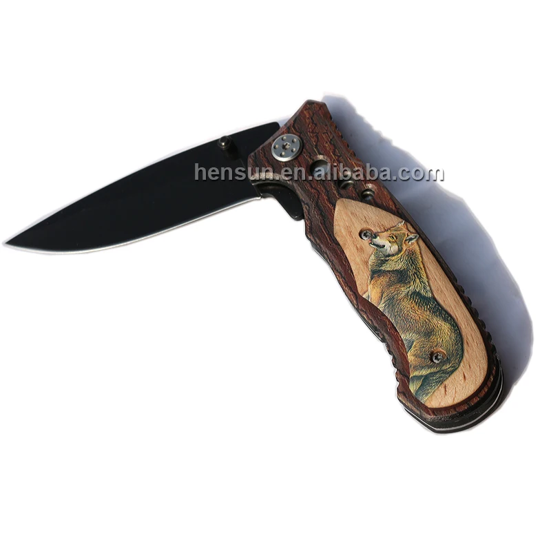  Knives Pocket Wood Wooden Handle Folding Foldable Blade Stainless Steel Knife Survival