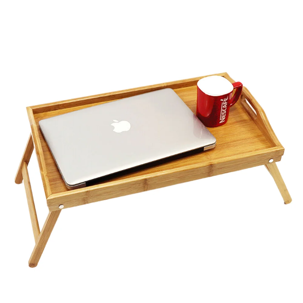Wholesale Bamboo Computer Tray Bamboo Portable Snack Table With Folding Legs Food Breakfast Bed Serving Tray