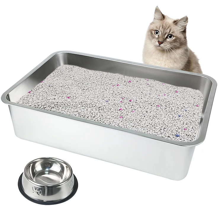 Wholesale Stainless Steel Large Capacity Cat Toilet Box  Cat Litter Trays Cat Litter Box