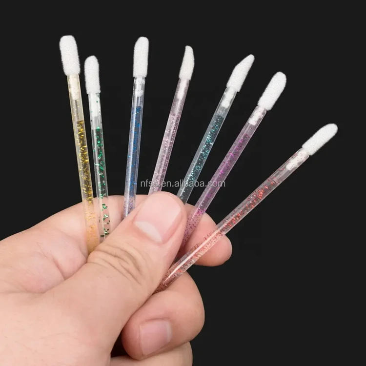 Plastic Crystal Makeup Brush Lint Free Goworth 200Pcs/Set Comfortable Soft Disposable Blending Lip Gloss Brushes With Opp Bag