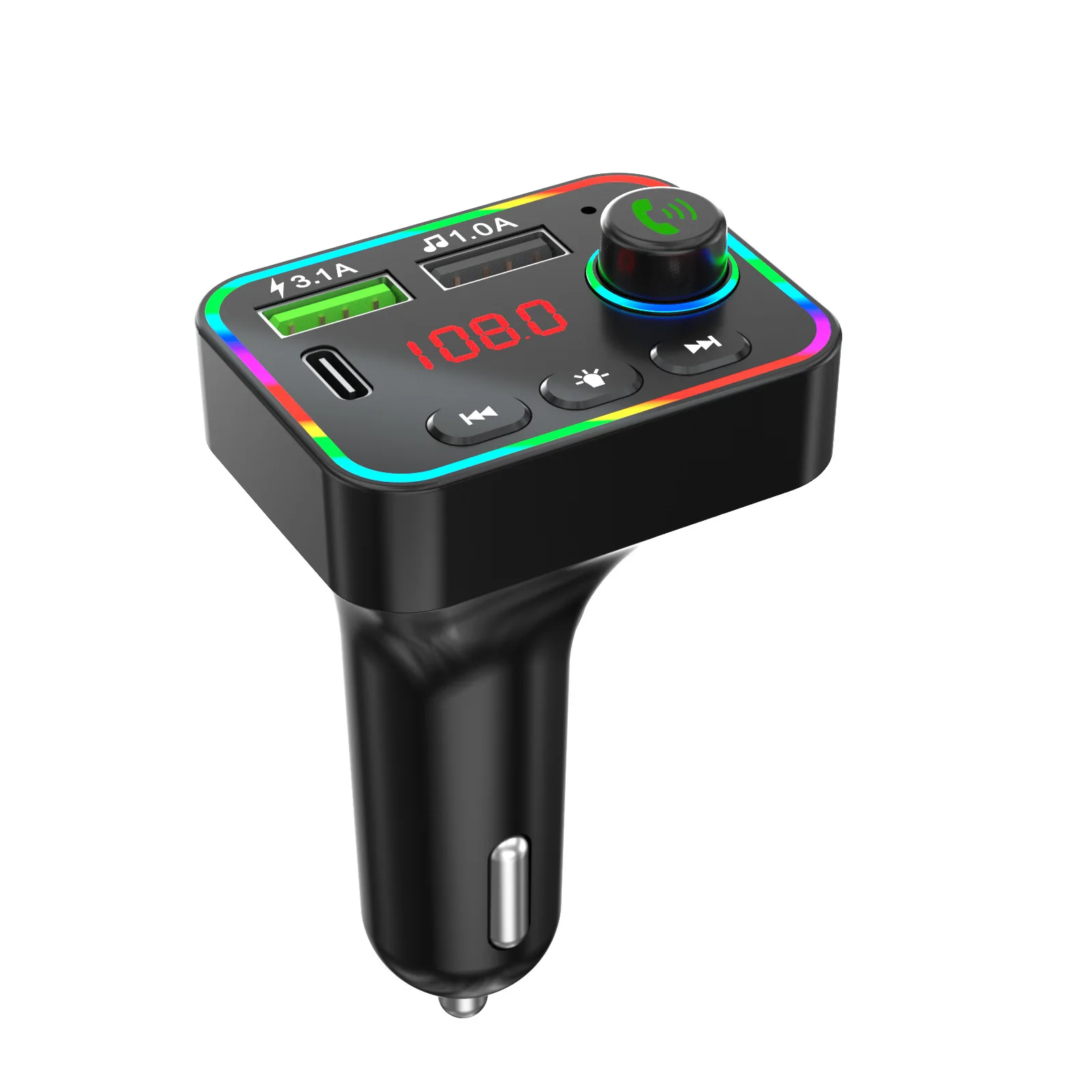 Автомобильный MP3/WAV плеер с красочной подсветкой беспроводной FM-радио адаптер Hands Free Support TF Card Player PD USB Автомобильное зарядное устройство