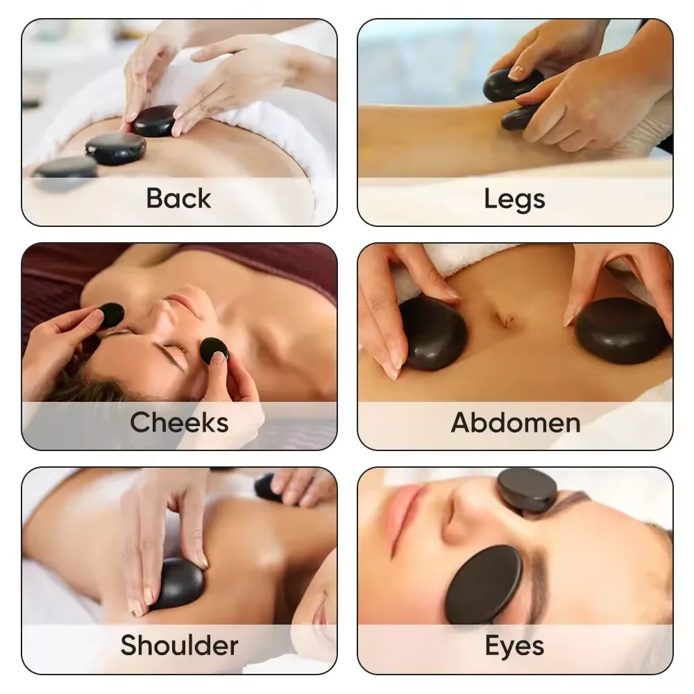 Chinese Wholesale 16/18/20pcs Natural Energy Stone Set Hot Stones Massage Set with Warmer