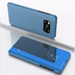 China Manufacture Plated Mirror Horizontal Flip Leather Case with Holder For Xiaomi Poco X3 NFC