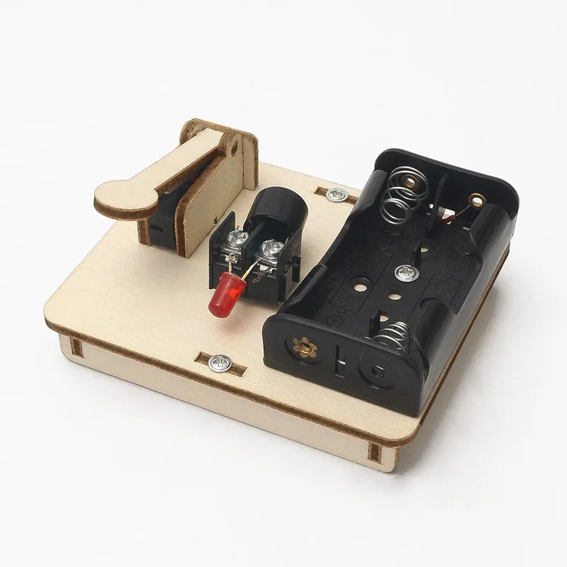 Science STEM Kids Toy Physics Learning Experiment Electric Mini Wooden Telegraph Model Kit for Primary School Students