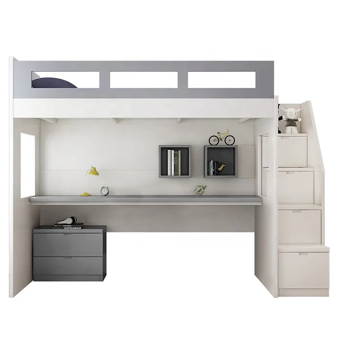 Factory Direct Space Saving Bunk Beds with Desk Bedding Wood Bunk Bed