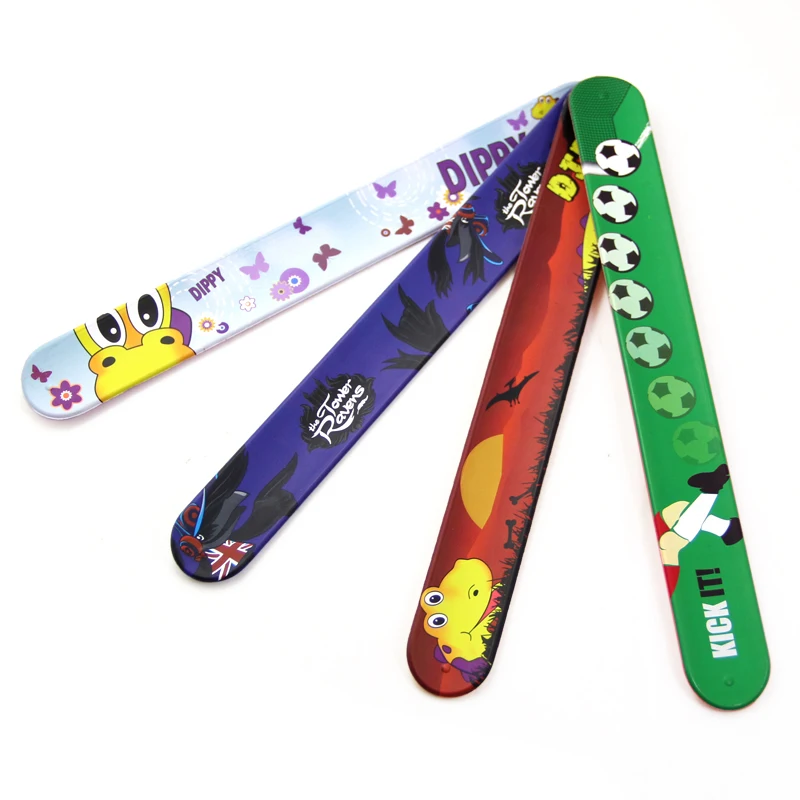 Wholesale Snap Silicone Sport Custom Slap Bracelet, Glow In Dark Reflective PVC Ruler Led Slap Bracelet