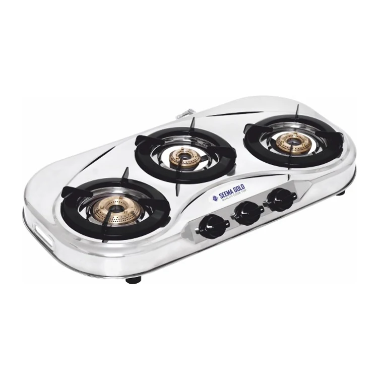 Indian Style Stainless Steel 3 Burner Gas Stove