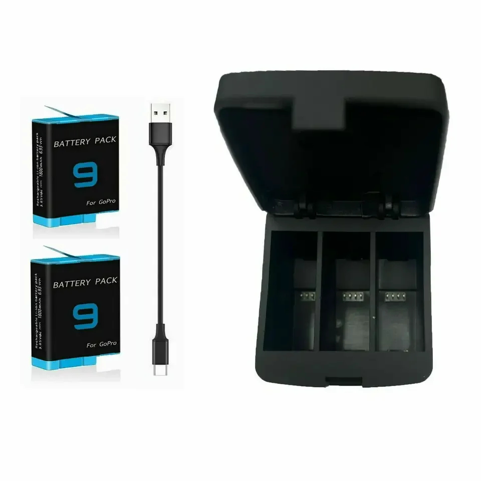 Hot sports camera Hero 9 Accessories 3-Channel Storage Battery Charger Box for Go Pro Hero 9 Cameras battery