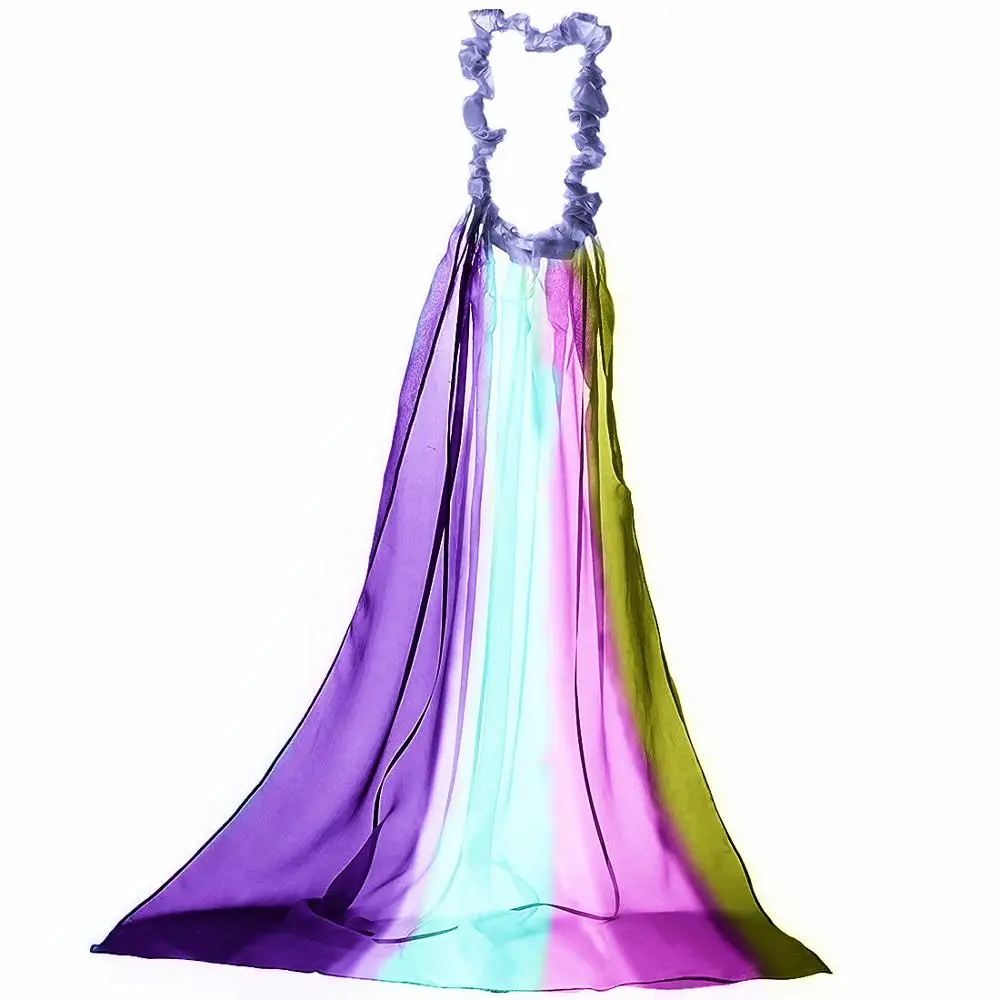 Лидер продаж, детская Радужная накидка с лентой для волос, детское маскарадное платье