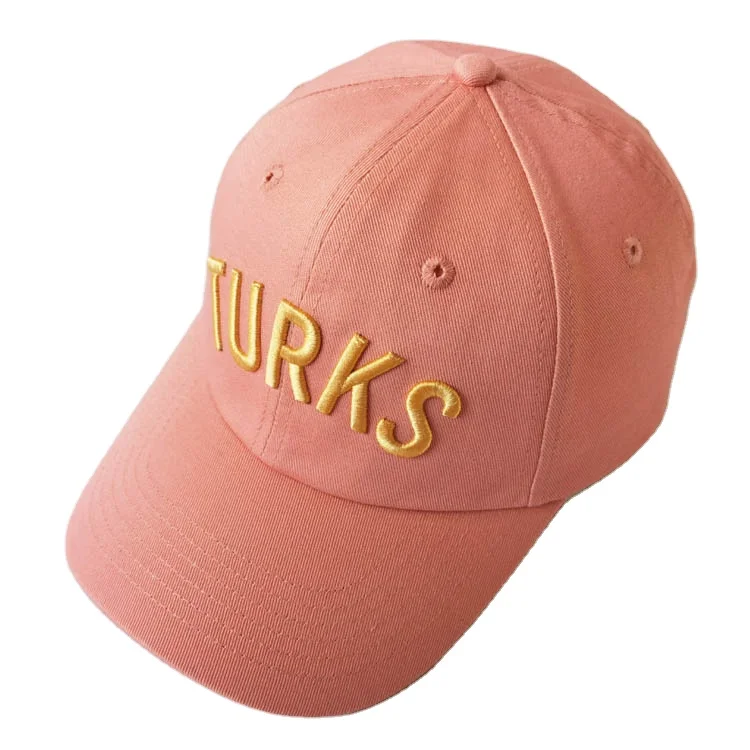 Pink Custom 3d Embroidery Logo Trucker Dad Hat Sun Hat 100% Cotton Cap Adjustable Baseball Hat