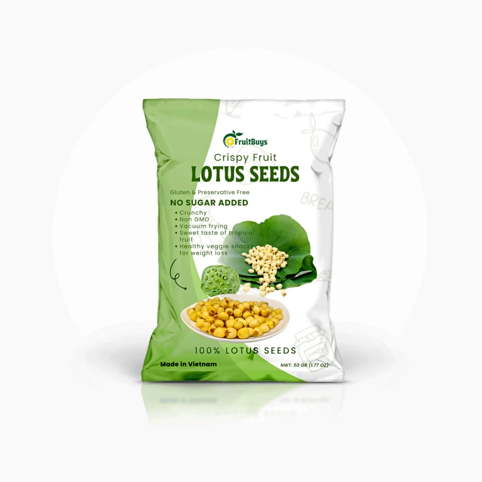 Dried And Packaged Fruit As Required Crispy Fruit	Fast Shipping	Vietnam Lotus Seed Snack	from FRUITBUYS VIETNAM