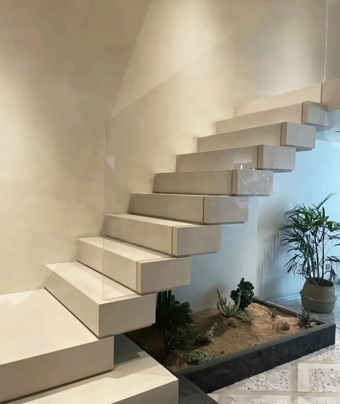 VIKO Stairs Interior Staircase Modern Design Floating Staircase Floating Straight Indoor Wooden Case Minimalist Indoor Lighting