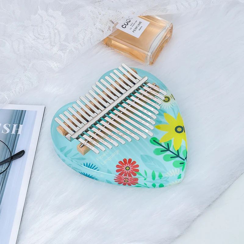 17-Tone Painted Crystal Thumb Piano Flower Heart Finger Piano Mini Kalimba African Instrument