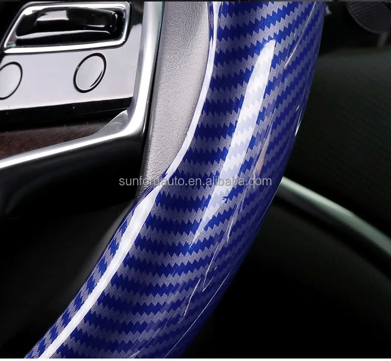 Separated Half Carbon Fiber Car Steering Wheel Cover Non-Slip Steering Cover Protector Anti Dust Washable Interior Accessories