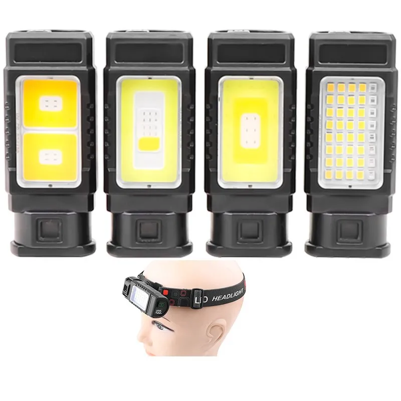 Strong Light COB LED Digital Power Display Headlight Tail Magnet 360° Rotation Headlight Waterproof IPX4 Mini Work Lightini
